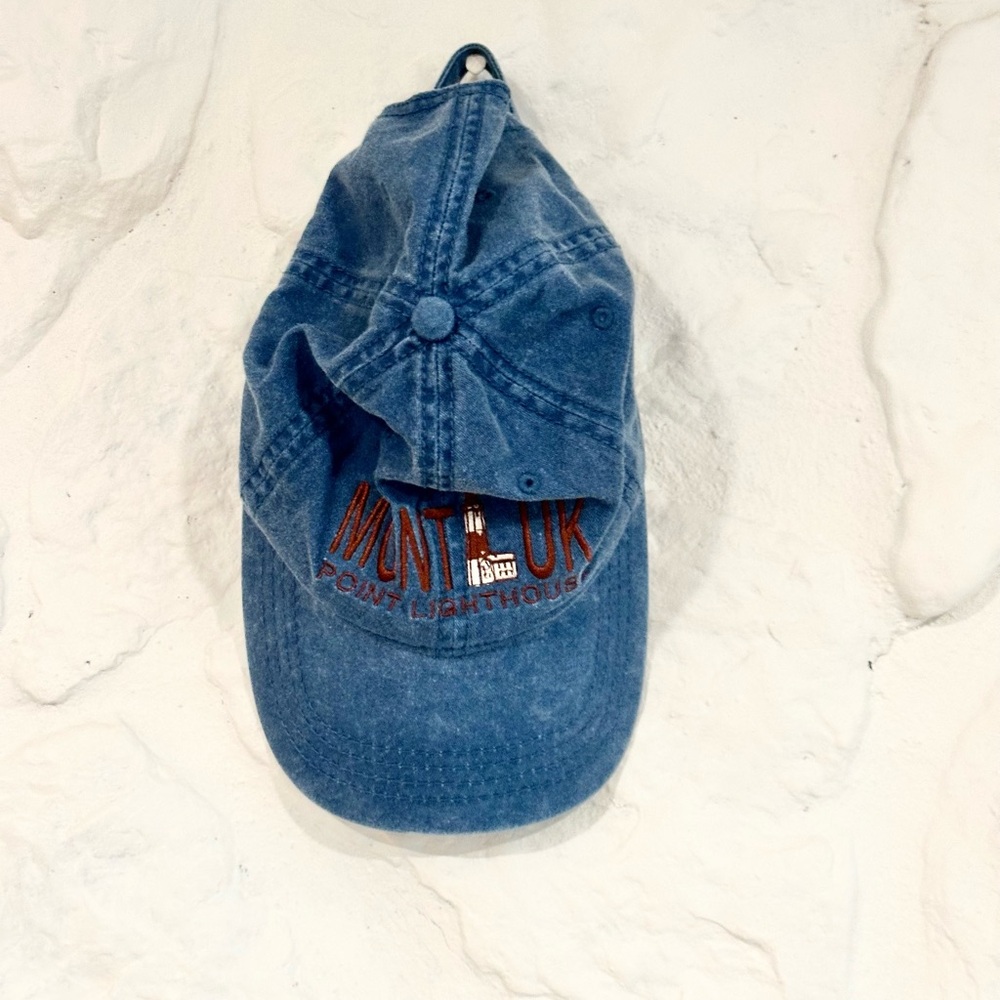 Vintage Montauk Lighthouse Blue Stitched Baseball Cap